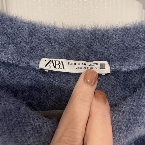 Zara Women's Navy/Lt blue Paisley Pattern Sweater Vest M/L Super Soft - Picture 3 of 6